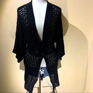 RXB Long Black Crochet Duster Jacket. Size L